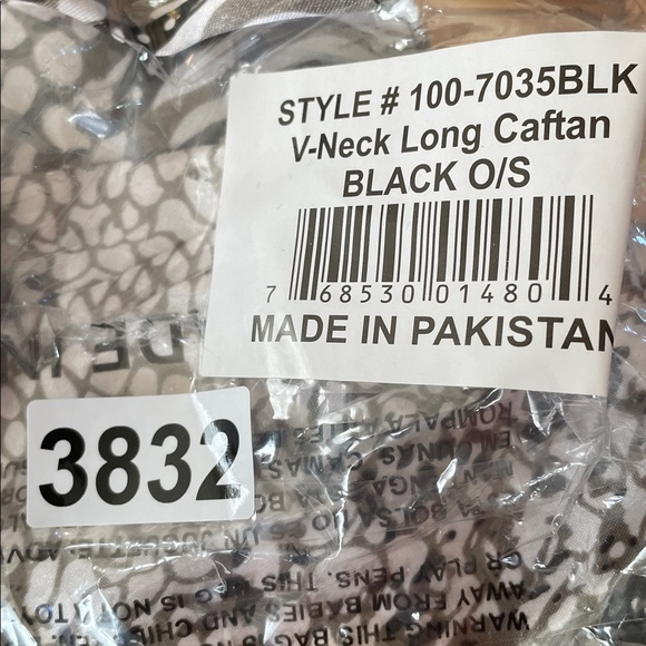 Winlar Long Caftan Dress Womens One Size Black Gray Snake Print V Neck Maxi NWT - Picture 9 of 9